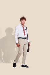 NM Chest Patch Semi Formal Shirt | Luxurious Giza Cotton | Full Sleeve | White